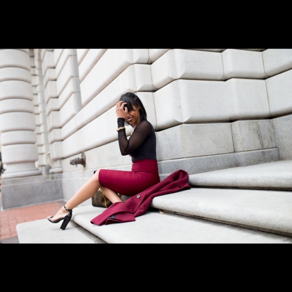 BCBG MaxAzria • Wine Red Bandage Skirt 🍷